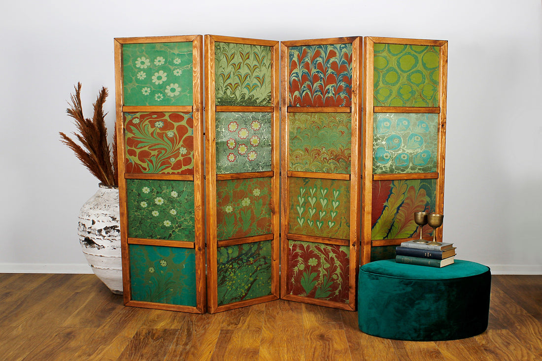Marbling Art Folding Screen