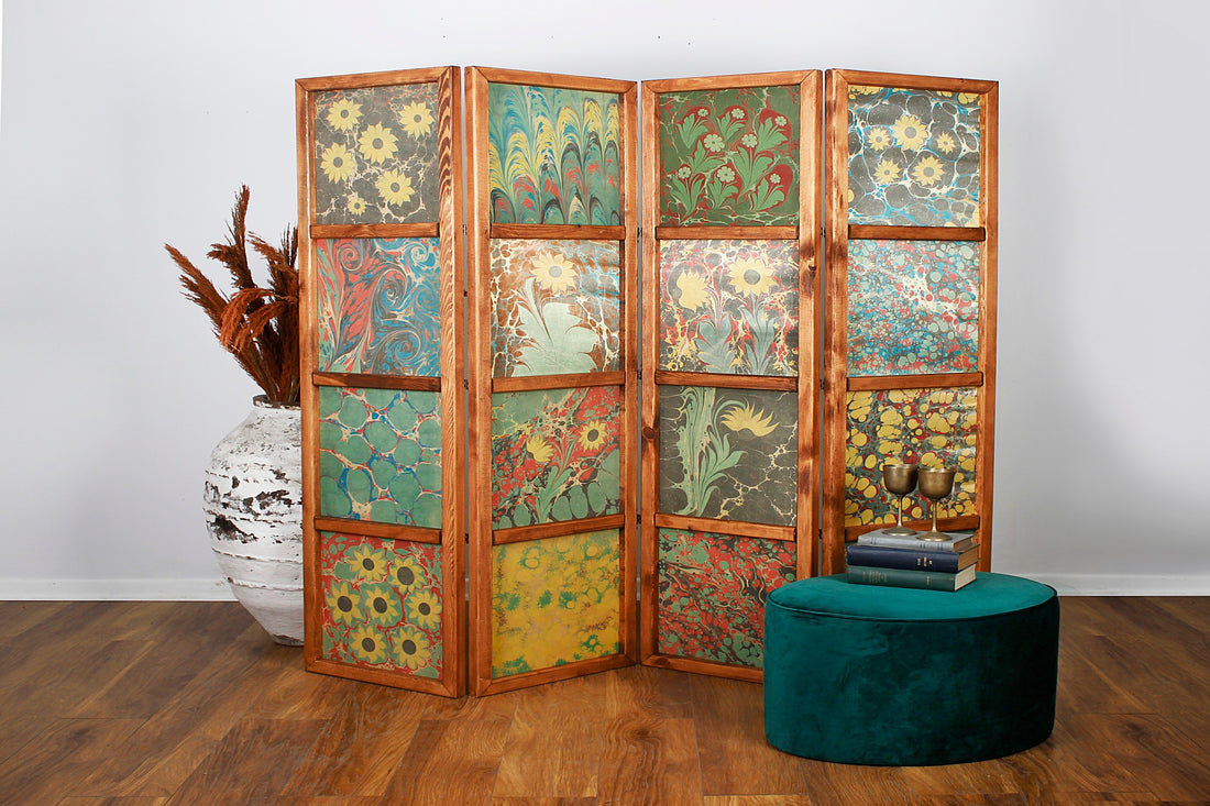 Marbling Art Folding Screen