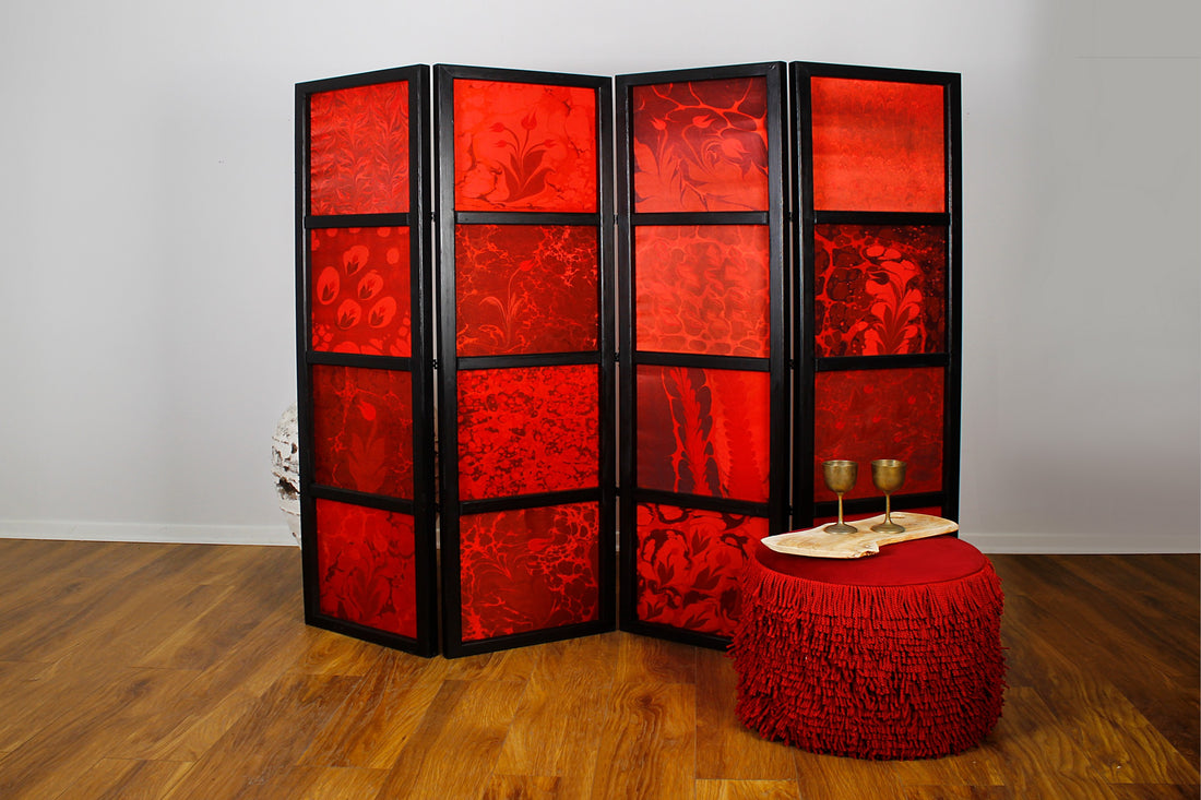 Marbling Art Folding Screen