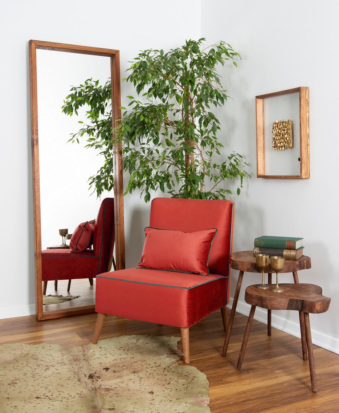 Velvet Armchair Red