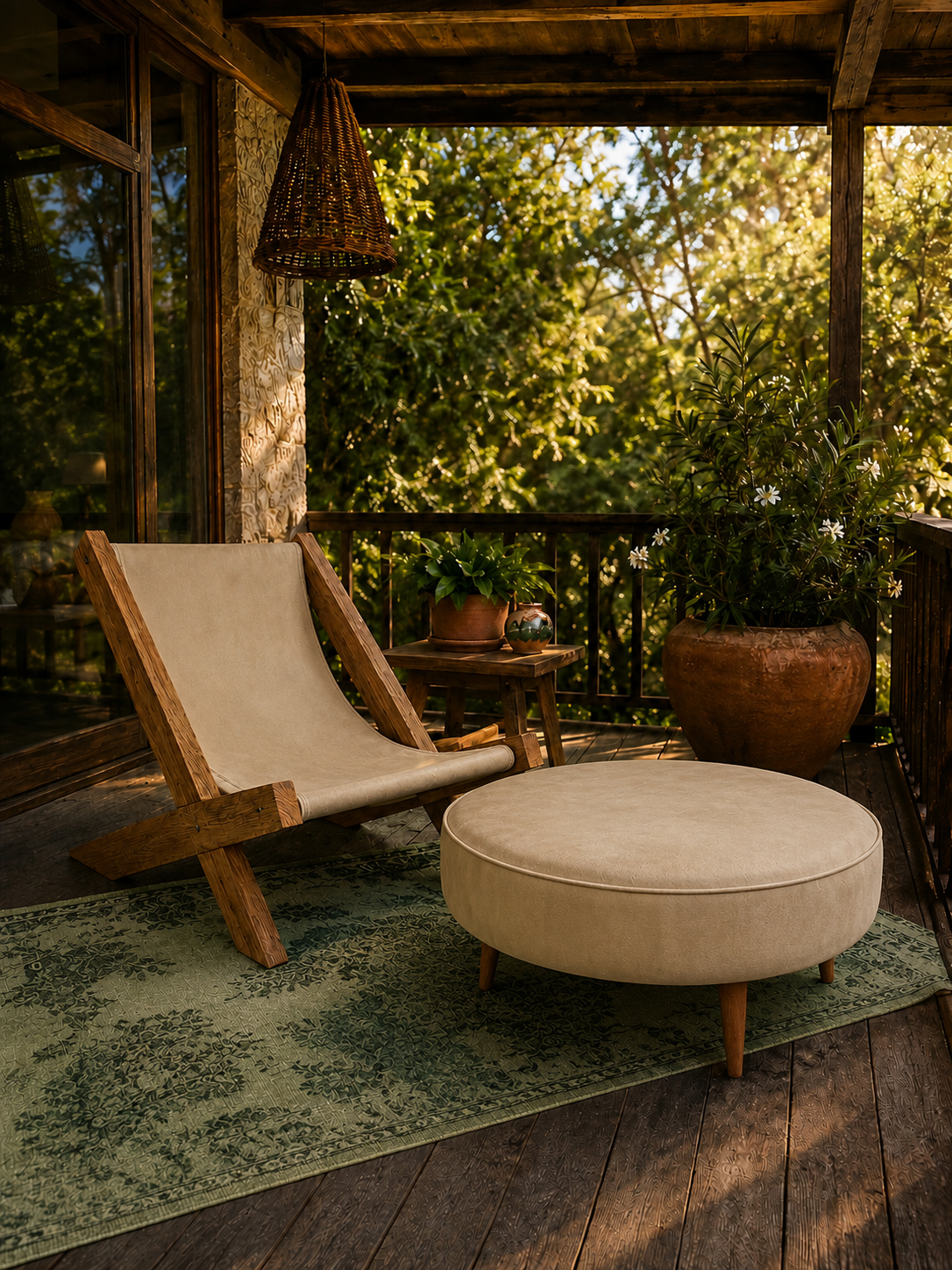 X Chair Beige Leather